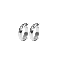 15mm Diamond Cut Oval Hoop Earrings in Sterling Silver Earrings Bevilles 