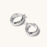 15mm Diamond Cut Oval Hoop Earrings in Sterling Silver Earrings Bevilles 