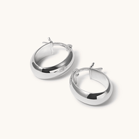 15mm Oval Hoop Earrings in Sterling Silver Earrings Bevilles 