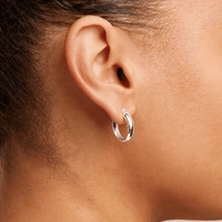 15mm Oval Hoop Earrings in Sterling Silver Earrings Bevilles 