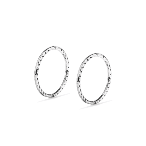 12mm Diamond Cut Sleeper Earring in Sterling Silver Earrings Bevilles 