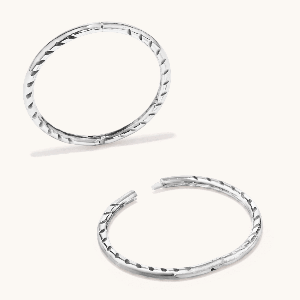 12mm Diamond Cut Sleeper Earring in Sterling Silver Earrings Bevilles 