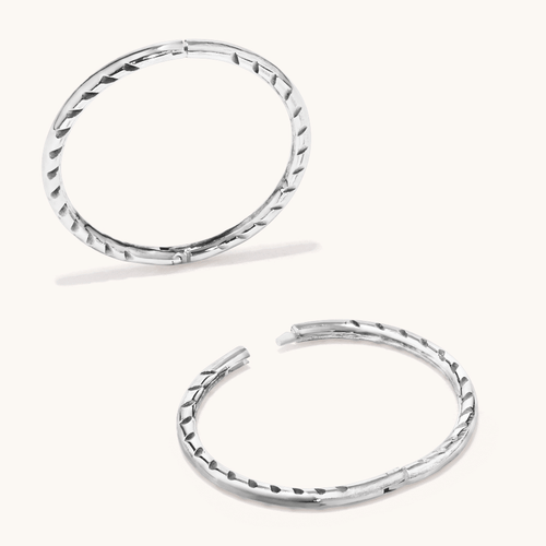 12mm Diamond Cut Sleeper Earring in Sterling Silver Earrings Bevilles 