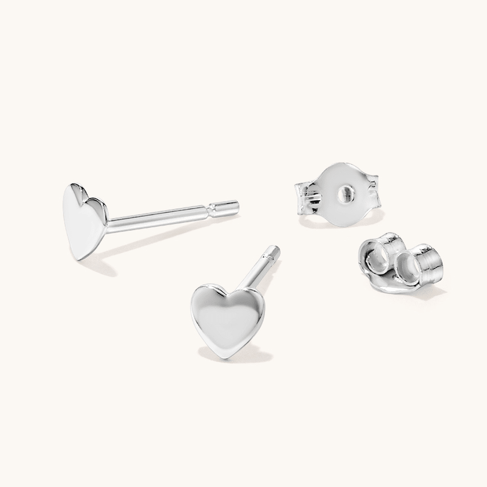 Heart Stud Earrings in Sterling Silver Earrings Bevilles 