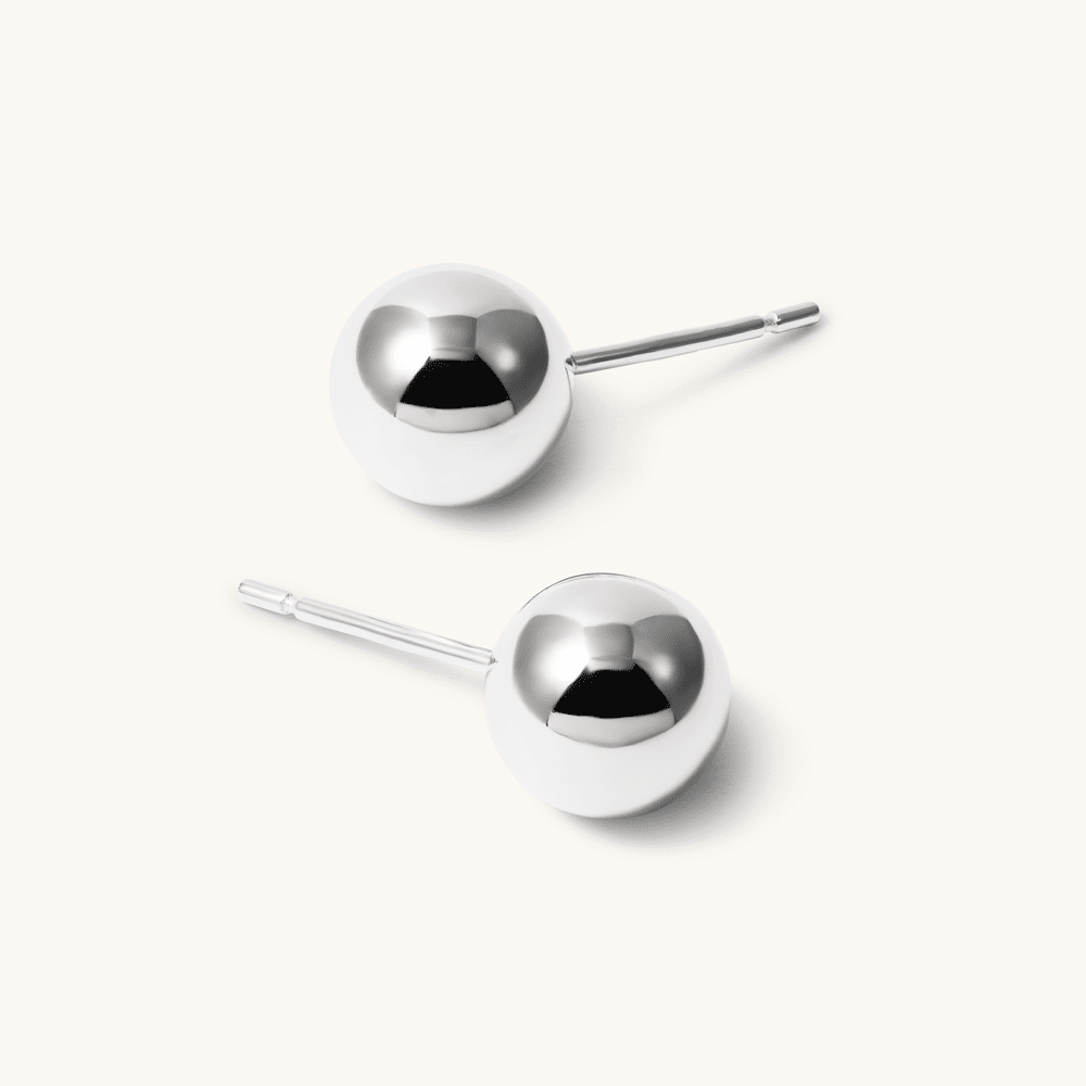 8mm Ball Stud Earrings in Sterling Silver Earrings Bevilles 