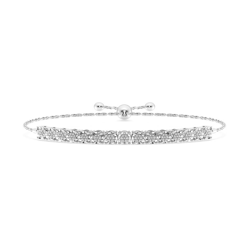 Bolo Bracelet with 0.10ct of Diamonds in Sterling Silver Bracelets Bevilles 