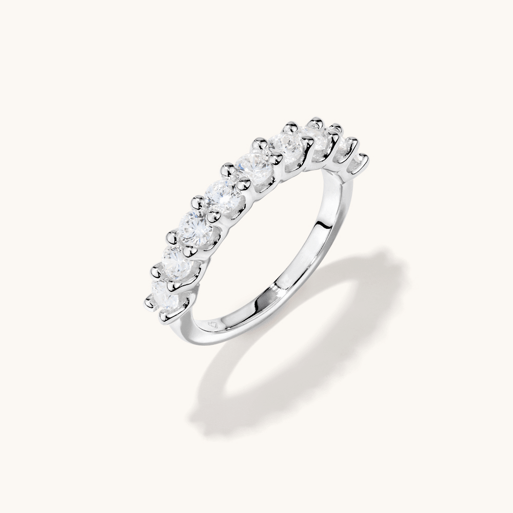3mm Cubic Zirconia Wedding Ring in Rhodium Plated Sterling Silver Rings Bevilles 