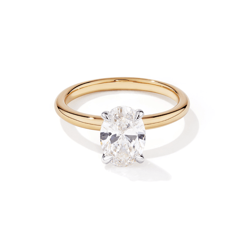 1.50ct Laboratory-Grown Diamond Oval Cut Solitaire Ring in 18kt Yellow and White Gold Rings Bevilles 