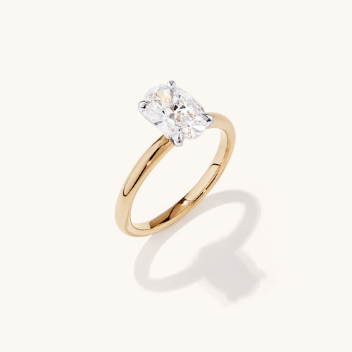 1.50ct Laboratory-Grown Diamond Oval Cut Solitaire Ring in 18kt Yellow and White Gold Rings Bevilles 