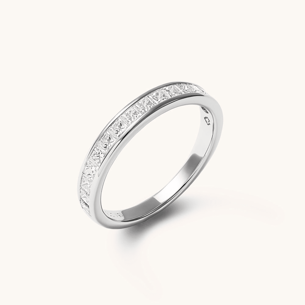 Princess Cut Channel Set Anniversary Ring with 0.75tw of Laboratory-Grown Diamonds in 18kt White Gold Rings Bevilles 