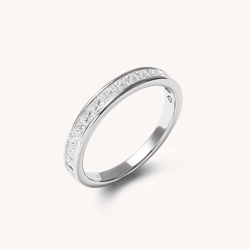 Princess Cut Channel Set Anniversary Ring with 0.75tw of Laboratory-Grown Diamonds in 18kt White Gold Rings Bevilles 