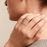 Princess Cut Channel Set Anniversary Ring with 0.75tw of Laboratory-Grown Diamonds in 18kt White Gold Rings Bevilles 