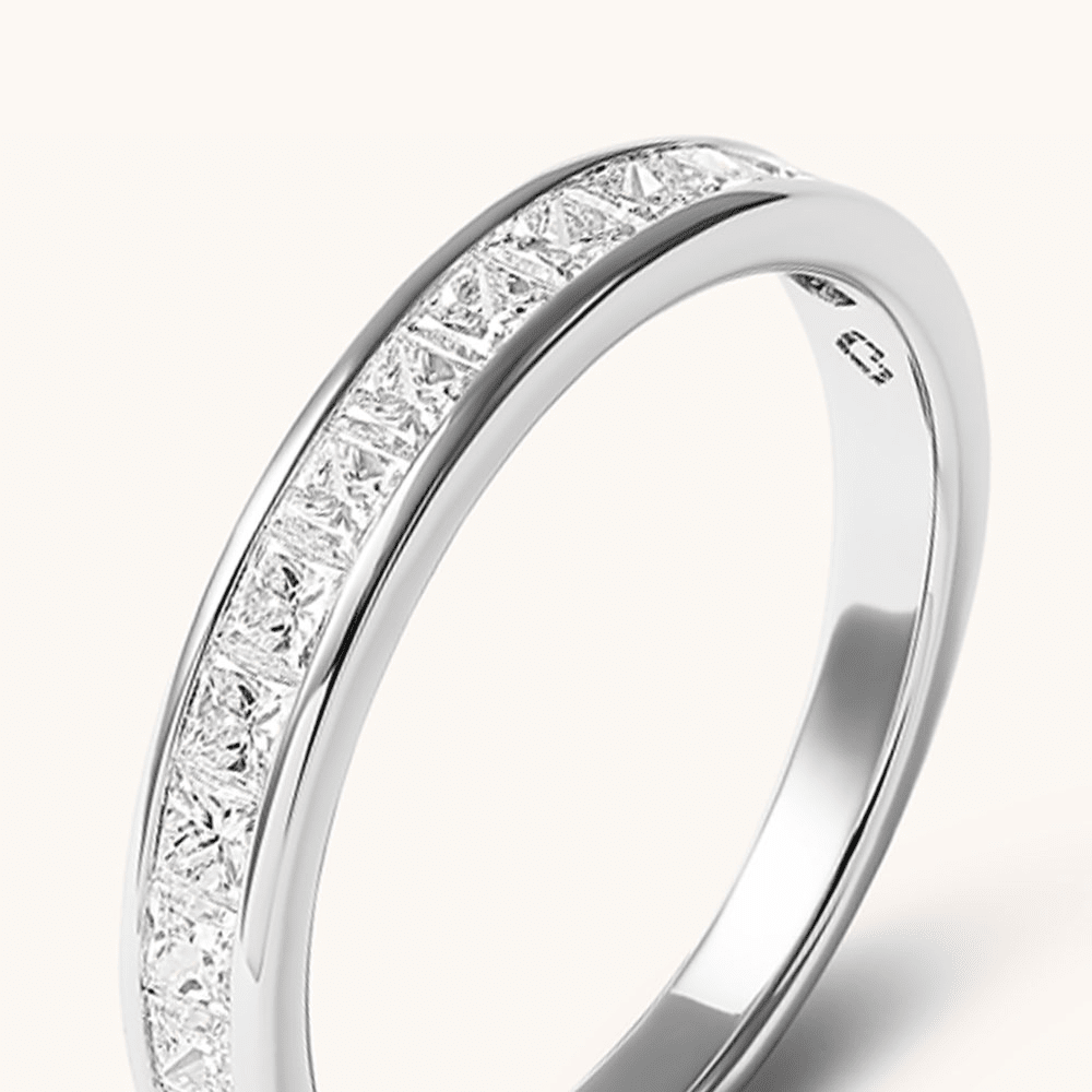 Princess Cut Channel Set Anniversary Ring with 0.75tw of Laboratory-Grown Diamonds in 18kt White Gold Rings Bevilles 