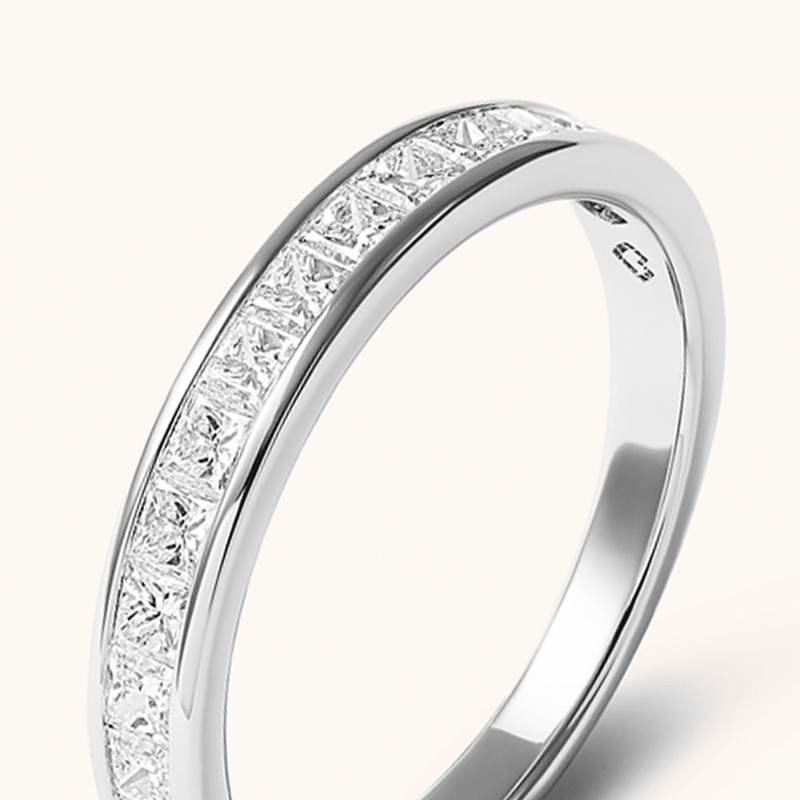 Princess Cut Channel Set Anniversary Ring with 0.75tw of Laboratory-Grown Diamonds in 18kt White Gold Rings Bevilles 