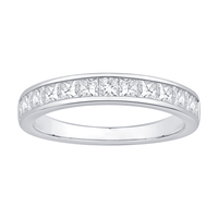 Princess Cut Chanel Set Anniversary Band with 1.00ct of Laboratory Grown Diamonds in 18ct White Gold Bevilles Jewellers 