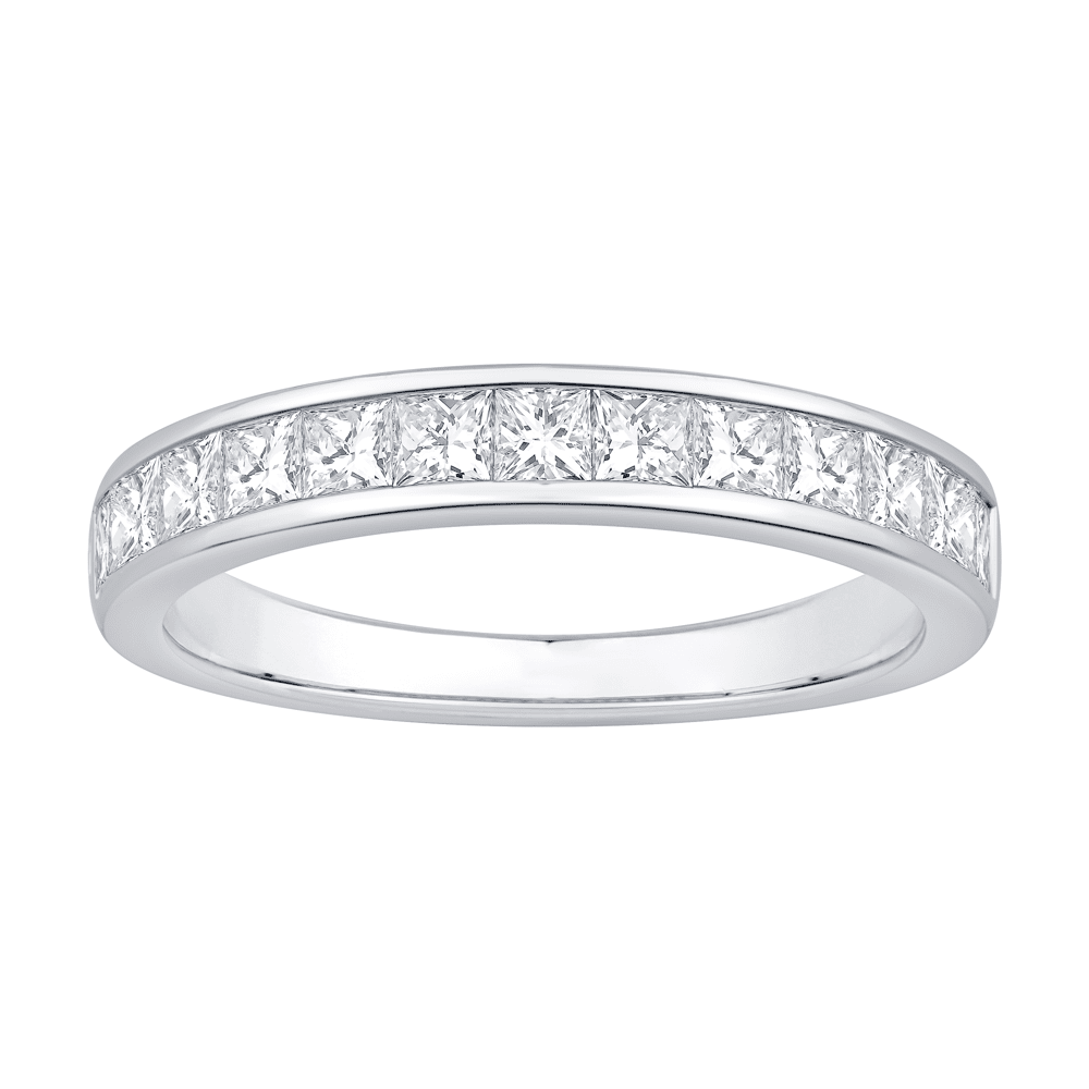 Princess Cut Chanel Set Anniversary Band with 1.00ct of Laboratory Grown Diamonds in 18ct White Gold Bevilles Jewellers 