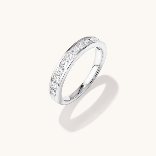 Princess Cut Channel Set Anniversary Band with 1.00tw of Laboratory-Grown Diamonds in 18kt White Gold Rings Bevilles 