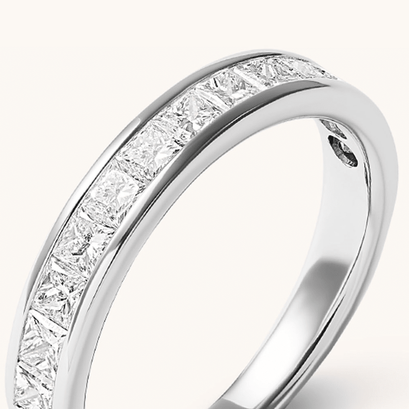 Princess Cut Channel Set Anniversary Band with 1.00tw of Laboratory-Grown Diamonds in 18kt White Gold Rings Bevilles 