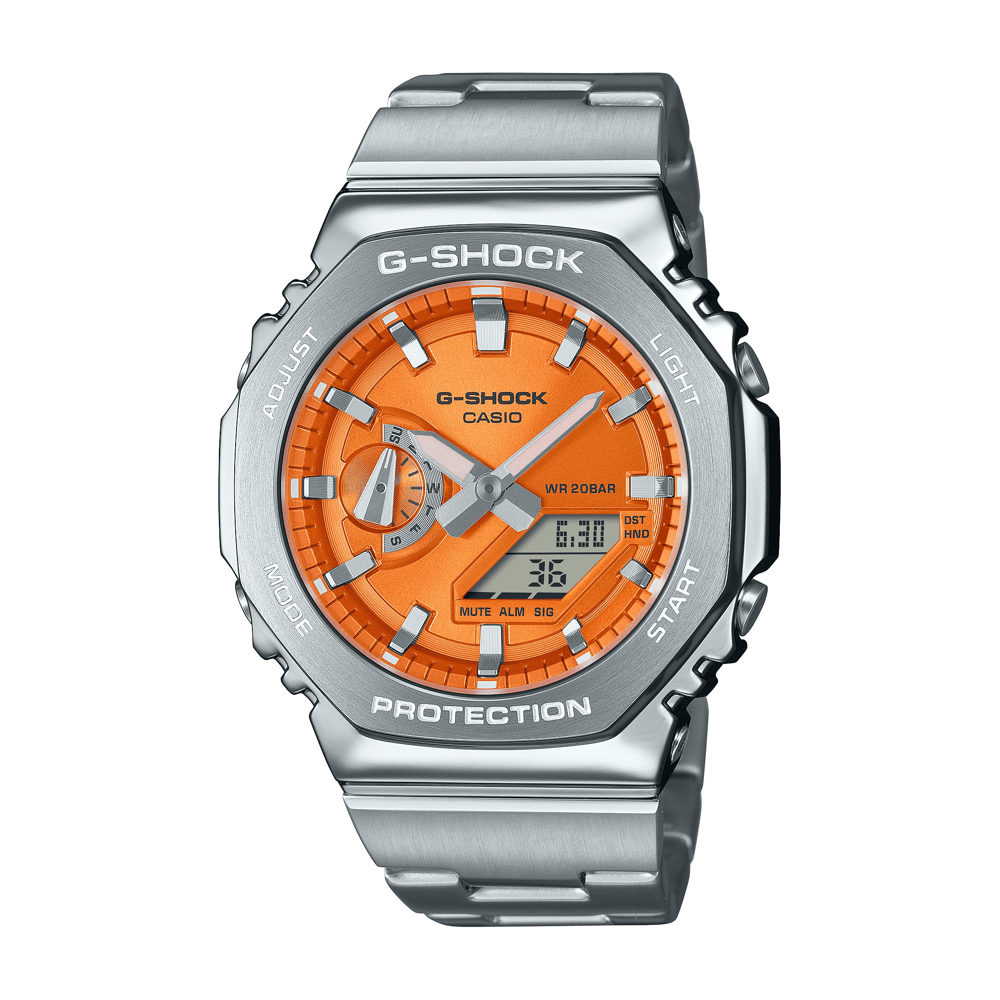 Casio G-Shock Men's Orange and Silver Watch GM2110D-4A Watches Casio G Shock 
