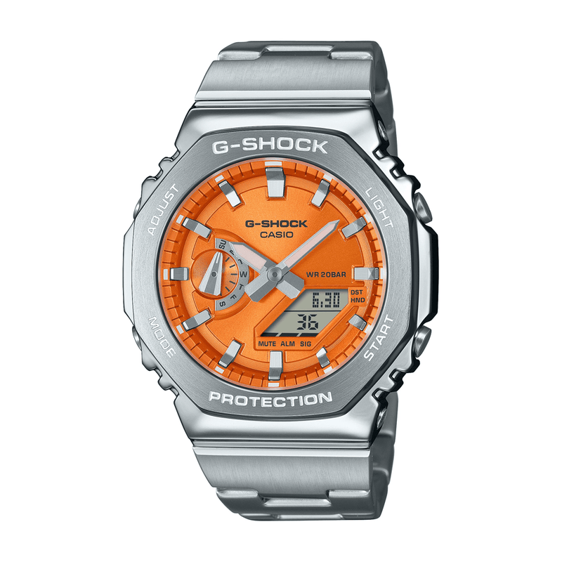 Casio G-Shock Men's Orange and Silver Watch GM2110D-4A Watches Casio G Shock 