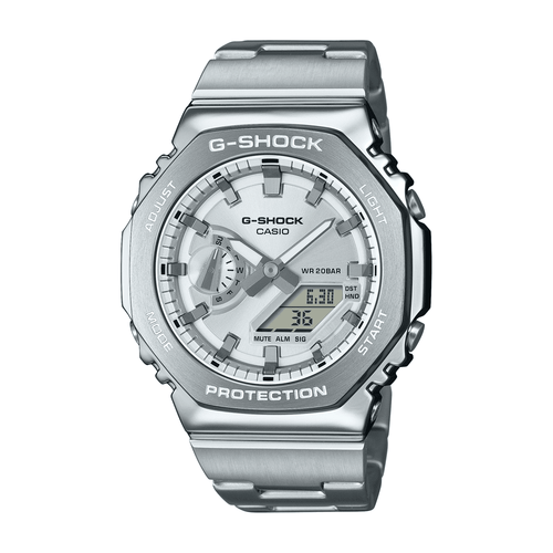 Casio G Shock G Steel Silver Digital Watch GM2110D-7A Watches Casio G Shock 