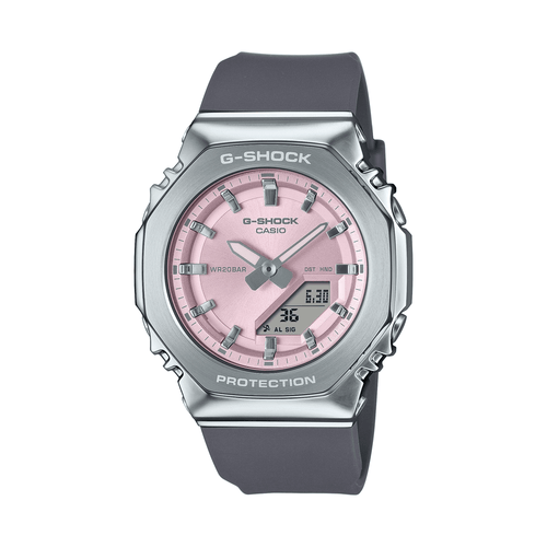 Casio G Shock G Steel Silver and Pink Digital Watch GMS2110-4A Watches Casio G Shock 