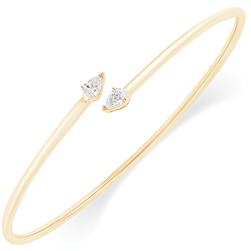 60mm Bangle With 0.30ct of Laboratory Grown Diamonds in 9ct Yellow Gold Bevilles Jewellers 