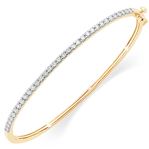 Bangle with 1.00ct of Laboratory Grown Diamonds in 9ct Yellow Gold Bevilles Jewellers 