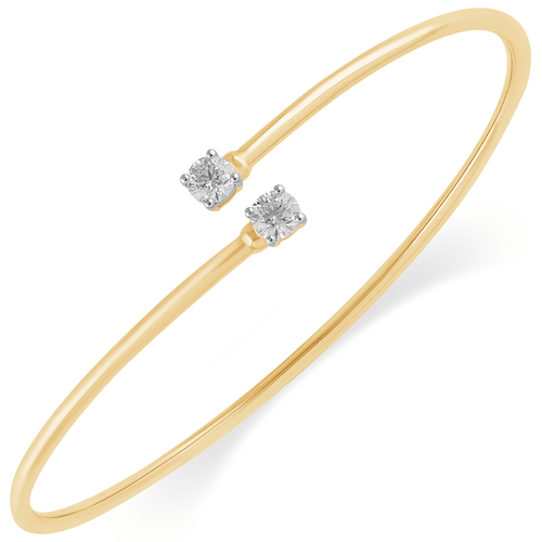 Cuff Bangle with 0.30ct of Laboratory Grown Diamonds in 9ct Yellow Gold Bevilles Jewellers 
