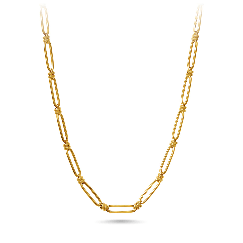 9ct Yellow Gold Silver Infused Paperclip Chain Necklace 45cm Bevilles Jewellers 