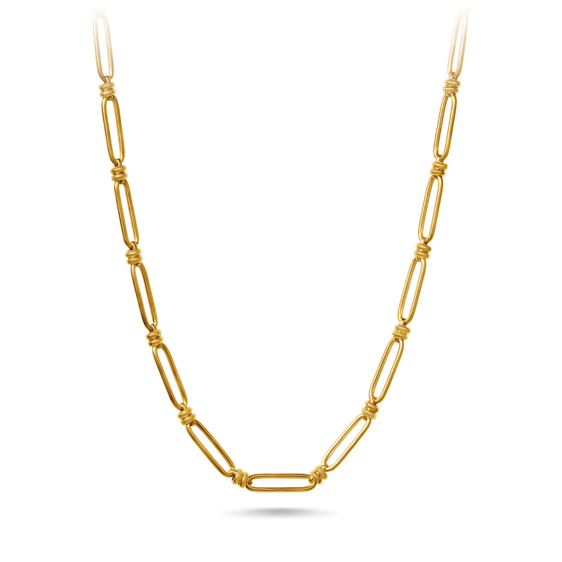 9ct Yellow Gold Silver Infused Paperclip Chain Necklace 45cm Bevilles Jewellers 