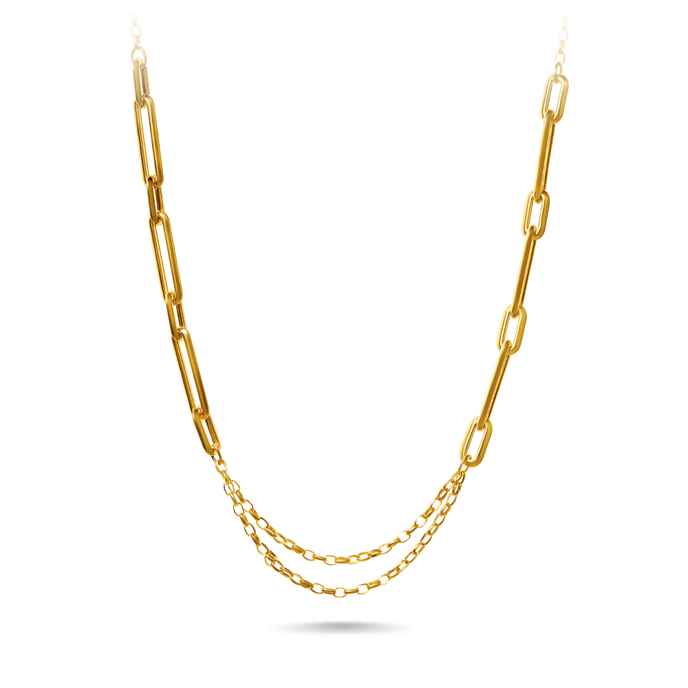 9ct Yellow Gold Silver Infused Multirow Chain Necklace 55cm Bevilles Jewellers 
