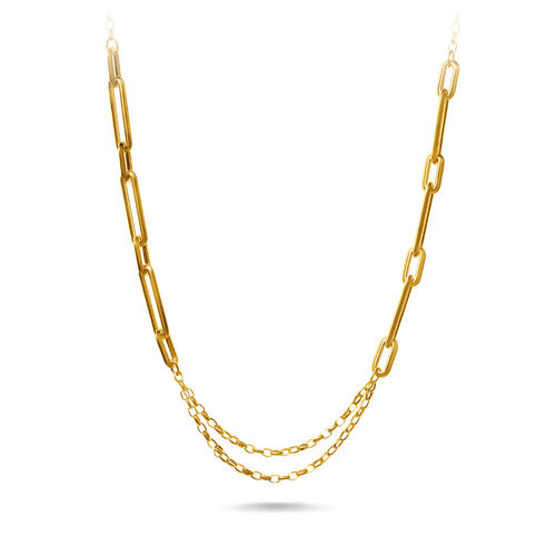 9ct Yellow Gold Silver Infused Multirow Chain Necklace 55cm Bevilles Jewellers 