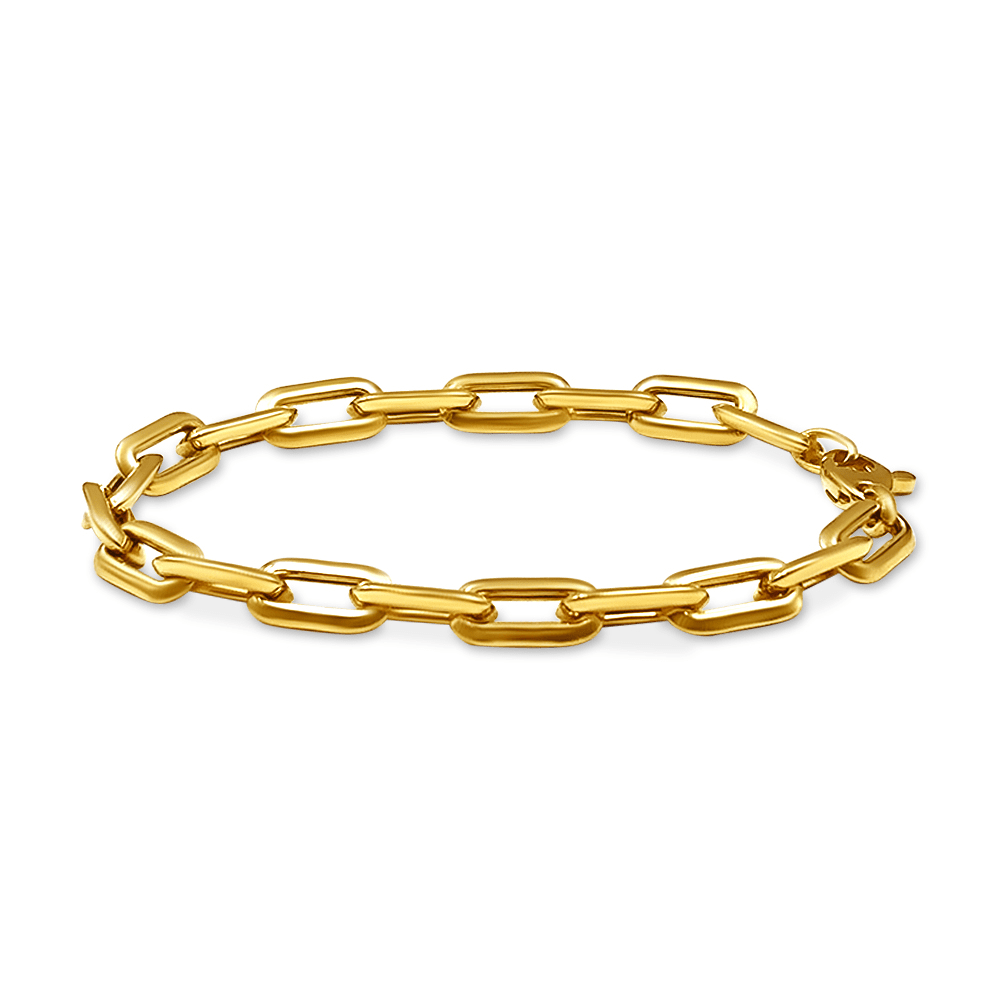 9kt Yellow Gold Silver Infused Open Paperclip Chain Bracelet