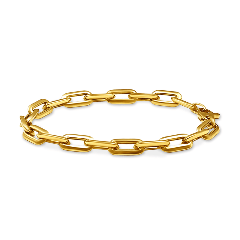9ct Yellow Gold Silver Infused Open PaperClip Chain Bracelet Bevilles Jewellers 