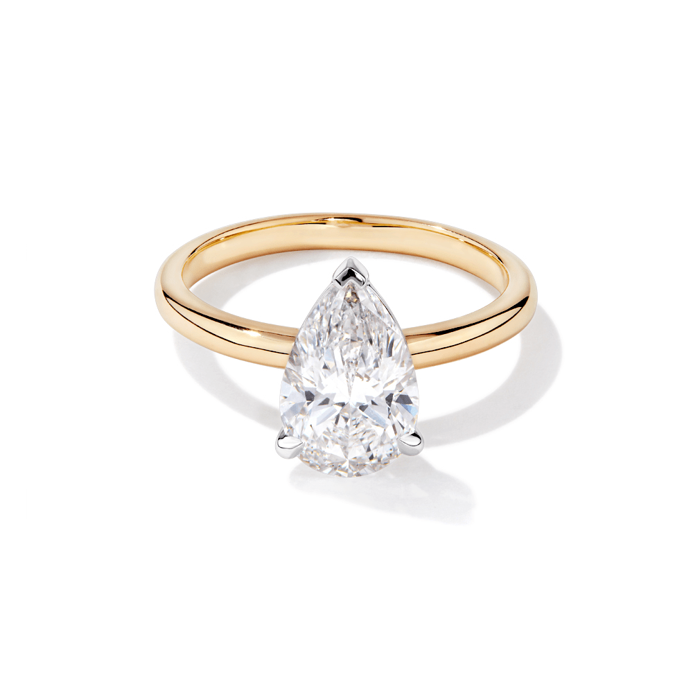 2.00ct Pear Solitaire Laboratory-Grown Diamond Ring in 18kt Yellow and White Gold Rings Bevilles 