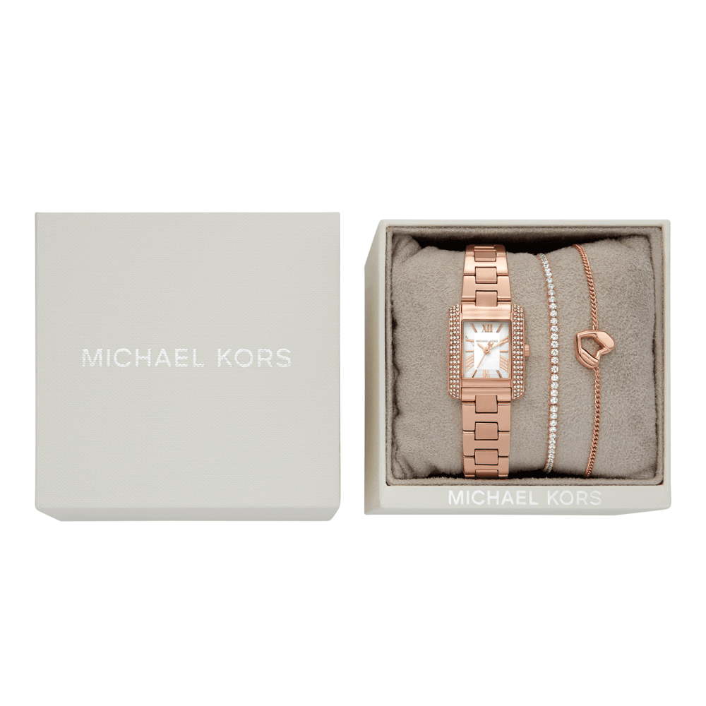 Michael Kors Emery Three-Hand Rose Gold-Tone Stainless Steel Watch and Bracelets Gift Set MK7512SET Watches Michael Kors 