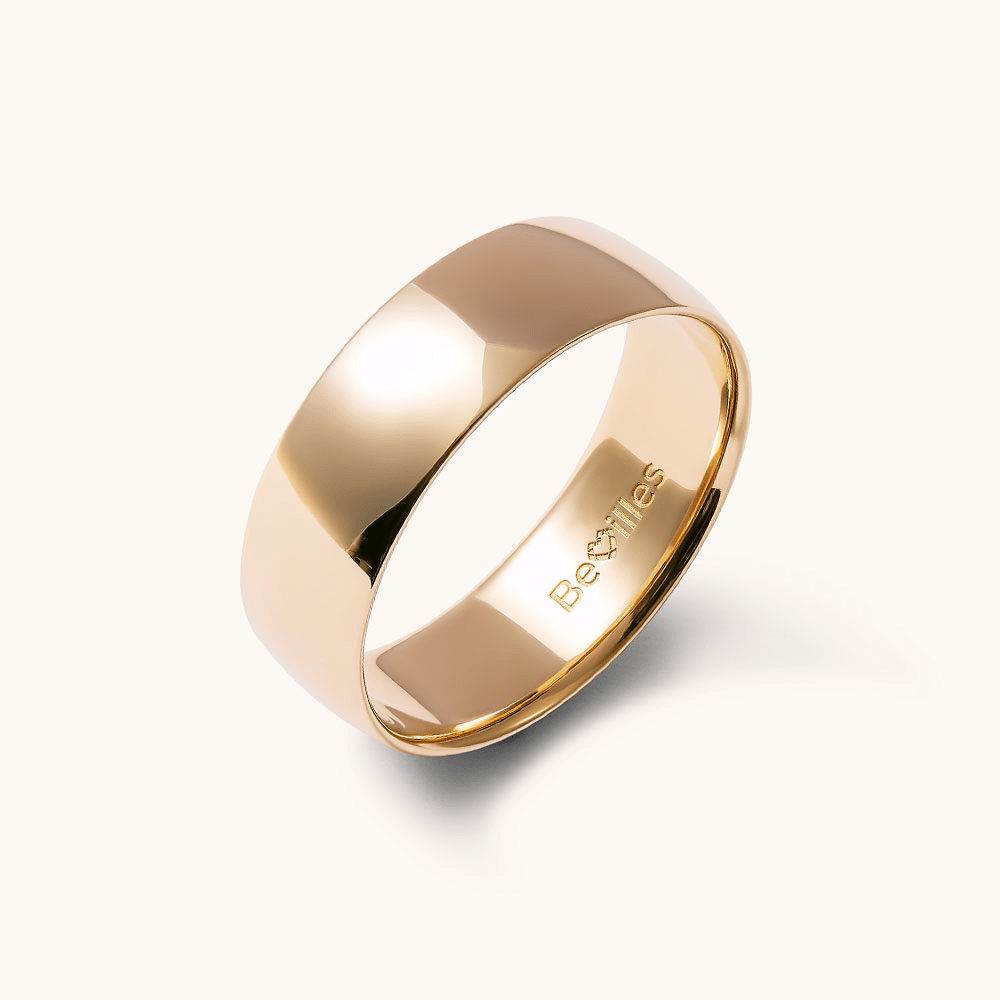 7mm Half Round Wedding Band in 9kt Yellow Gold Rings Bevilles 