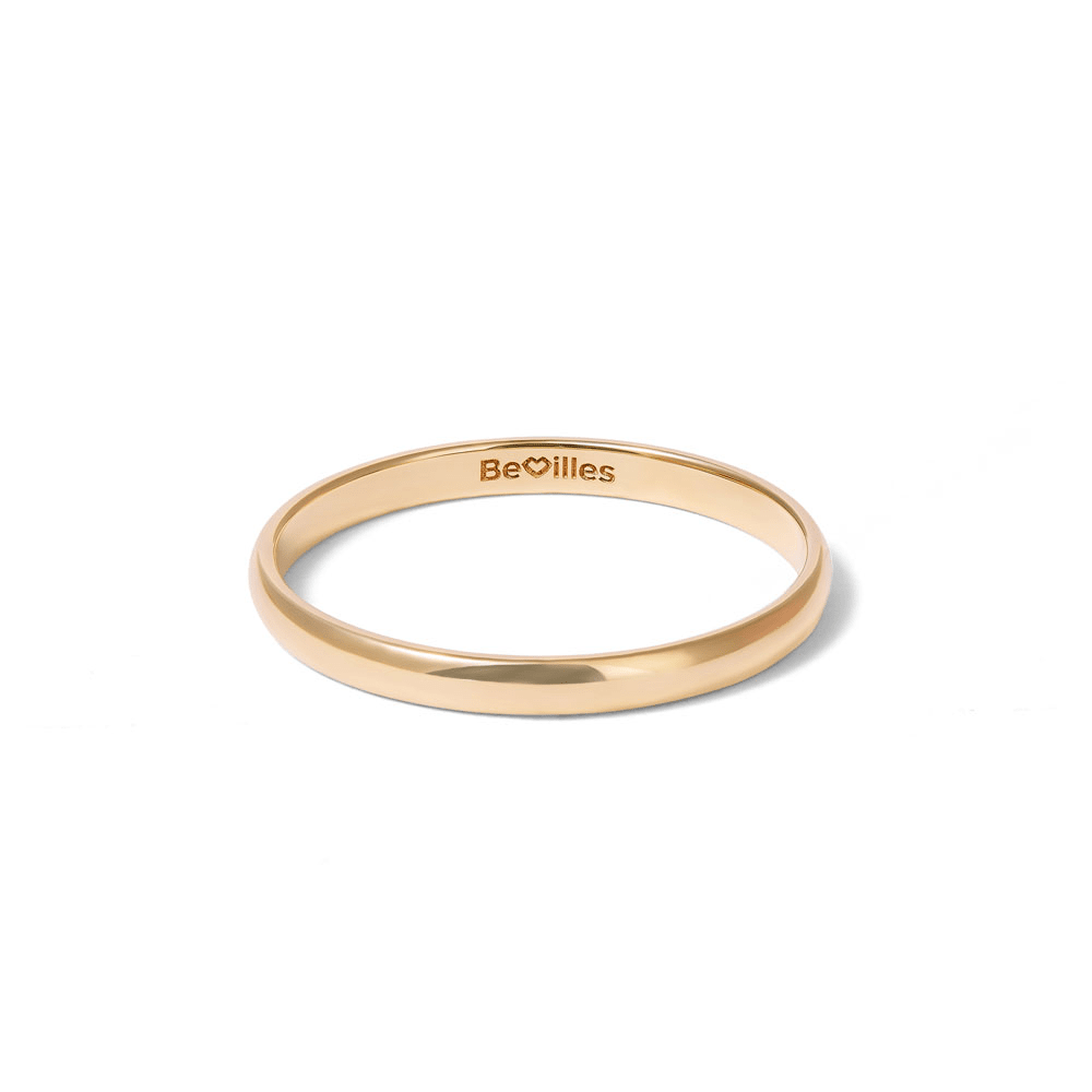 2mm High Dome Wedding Band in 9kt Yellow Gold Rings Bevilles 