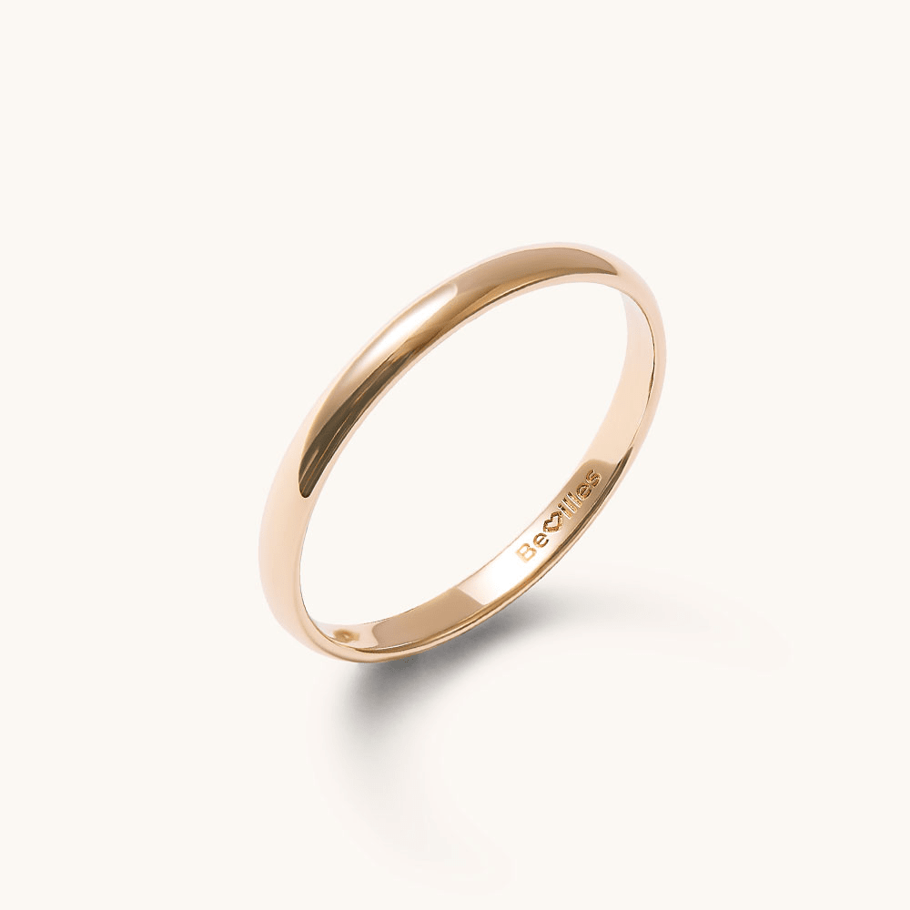 2mm High Dome Wedding Band in 9kt Yellow Gold Rings Bevilles 