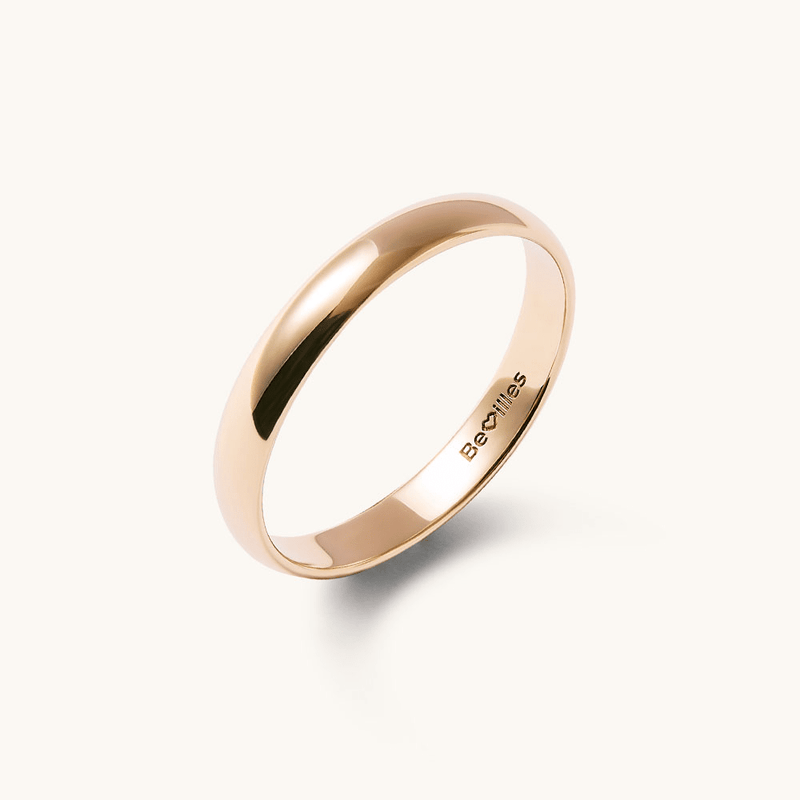 3mm High Dome Wedding Band in 9kt Yellow Gold Rings Bevilles 