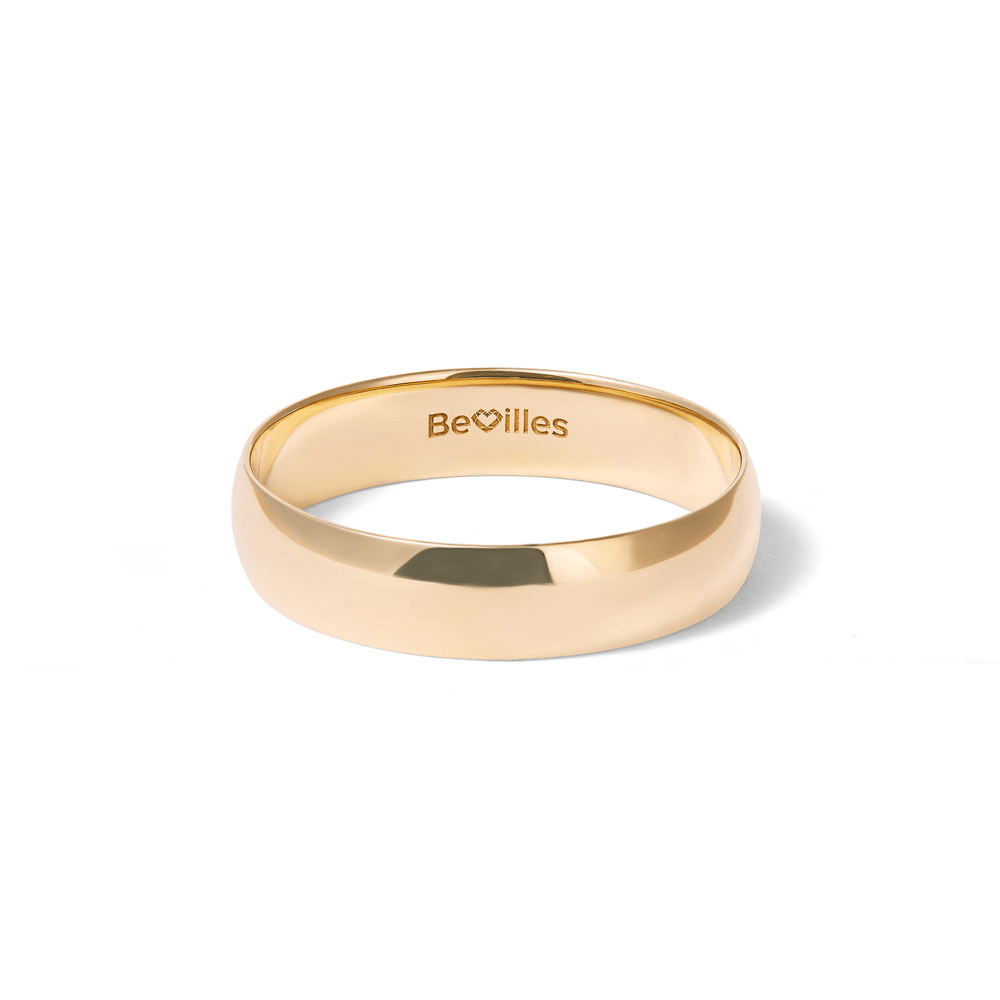 5mm High Dome Wedding Band in Yellow Gold Rings Bevilles 