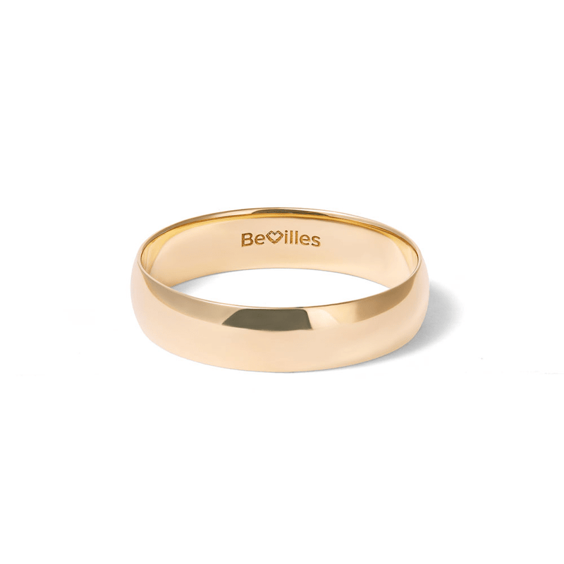 5mm High Dome Wedding Band in Yellow Gold Rings Bevilles 