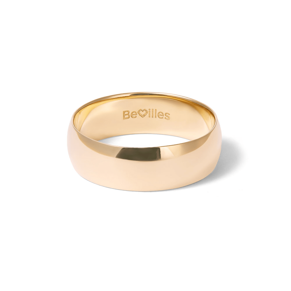 7mm High Dome Wedding Band in 9kt Yellow Gold Rings Bevilles 