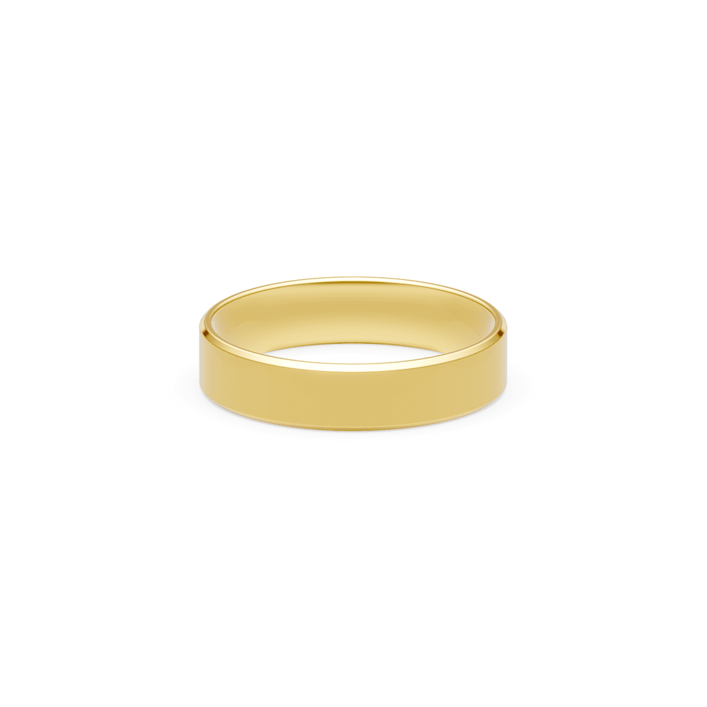 5mm Flat Bevelled Edge Wedding Band in 9kt Yellow Gold Rings Bevilles 