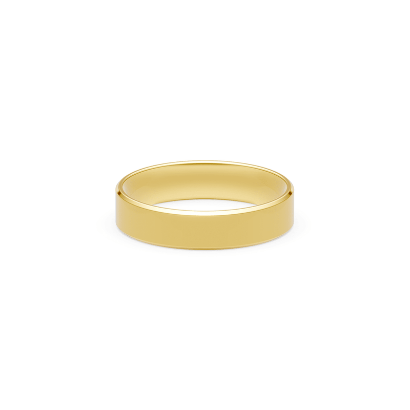 5mm Flat Bevelled Edge Wedding Band in 9kt Yellow Gold Rings Bevilles 