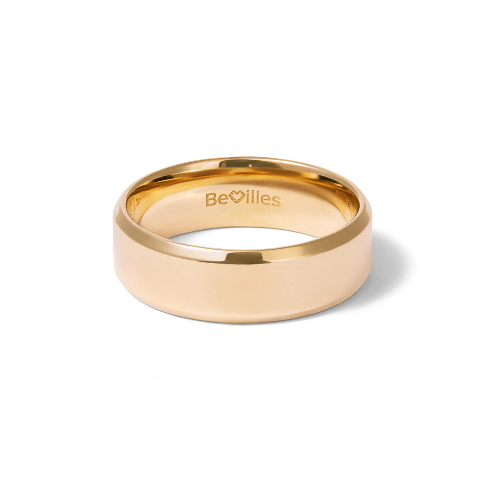 7mm Flat Bevelled Edge Wedding Band in 9kt Yellow Gold Rings Bevilles 