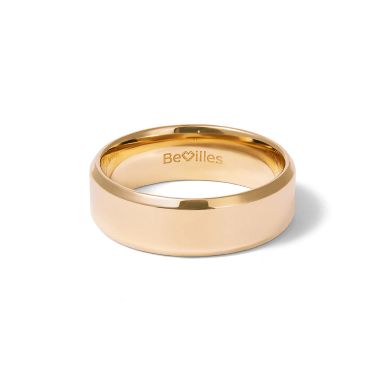 7mm Flat Bevelled Edge Wedding Band in 9kt Yellow Gold Rings Bevilles 
