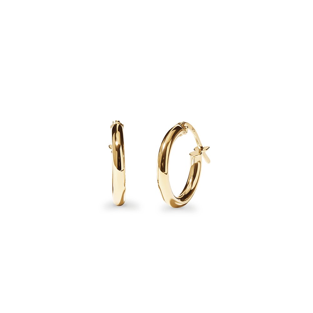Round Polished Hoop Earrings in 9ct Yellow Gold Bevilles Jewellers 