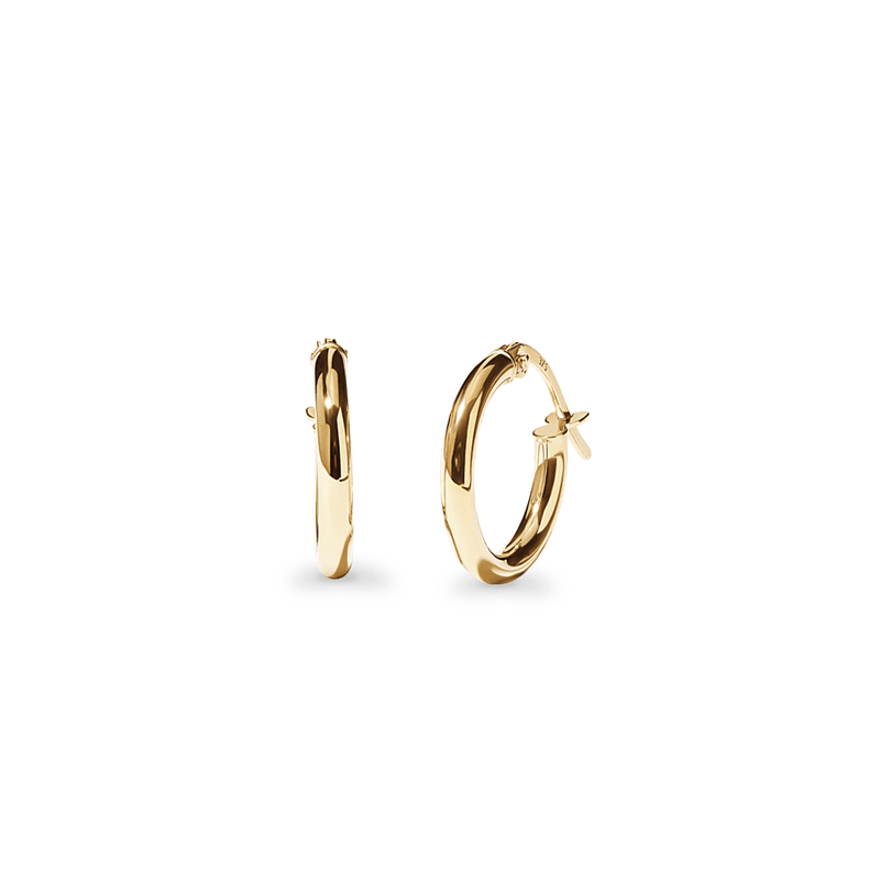 Round Polished Hoop Earrings in 9ct Yellow Gold Bevilles Jewellers 
